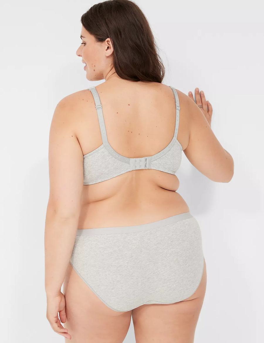 Dámské Hipster Kalhotky Lane Bryant Cotton With Lace Waist Světle Šedé | BEZ8365MF