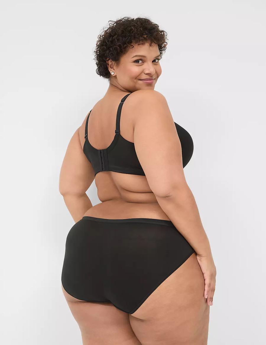 Dámské Hipster Kalhotky Lane Bryant No-Show With Lace Trim Černé | SSN6266LS