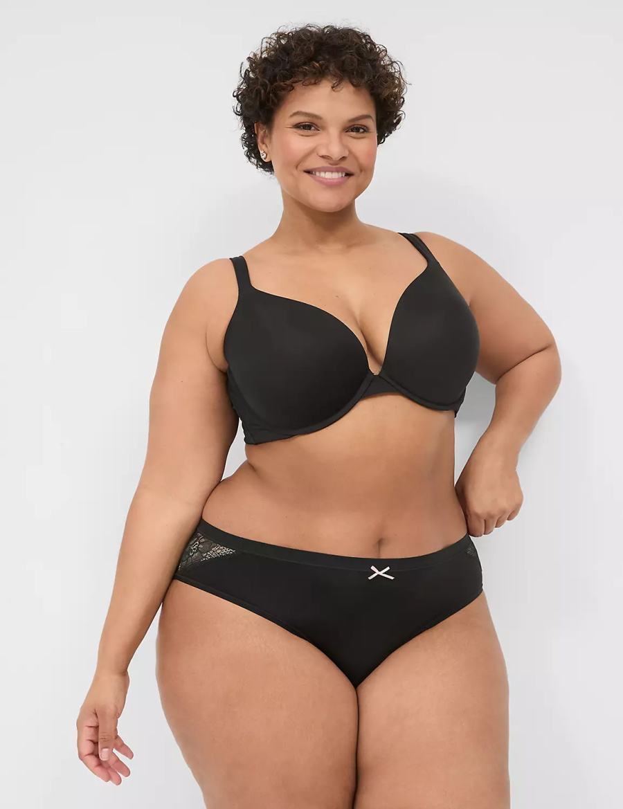 Dámské Hipster Kalhotky Lane Bryant No-Show With Lace Trim Černé | SSN6266LS