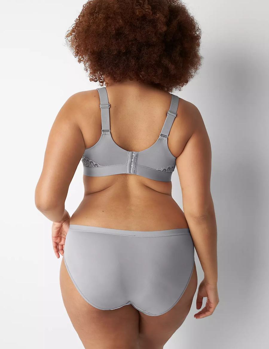 Dámské Hipster Kalhotky Lane Bryant No-Show With Satin Lace Šedé | OKG4647AP