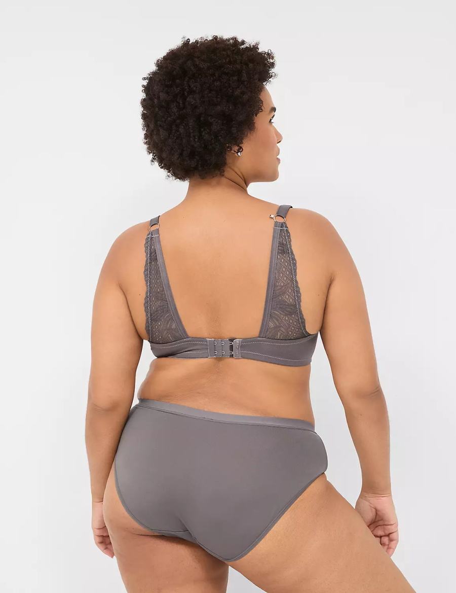 Dámské Hipster Kalhotky Lane Bryant No-Show With Lace Trim Tmavě Šedé | IAR3817SA