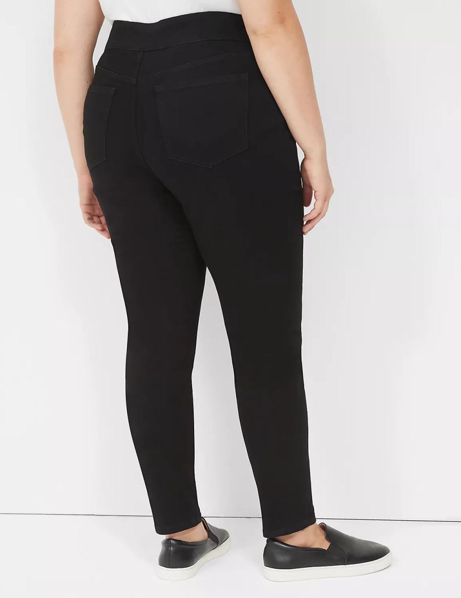 Dámské Jegginy Lane Bryant High-Rise Sateen Pull-On Černé | CGL6367KY