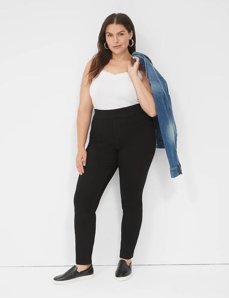 Dámské Jegginy Lane Bryant High-Rise Sateen Pull-On Černé | CGL6367KY