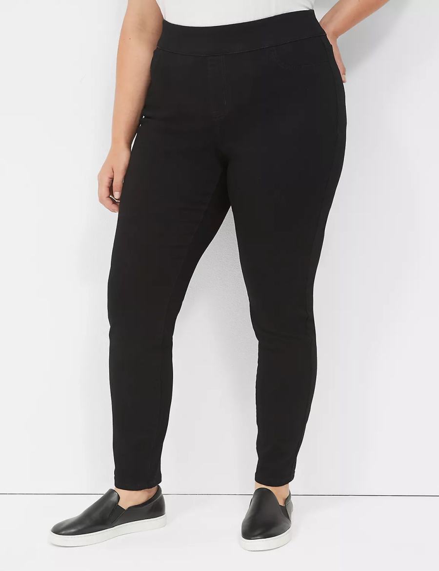 Dámské Jegginy Lane Bryant High-Rise Sateen Pull-On Černé | CGL6367KY