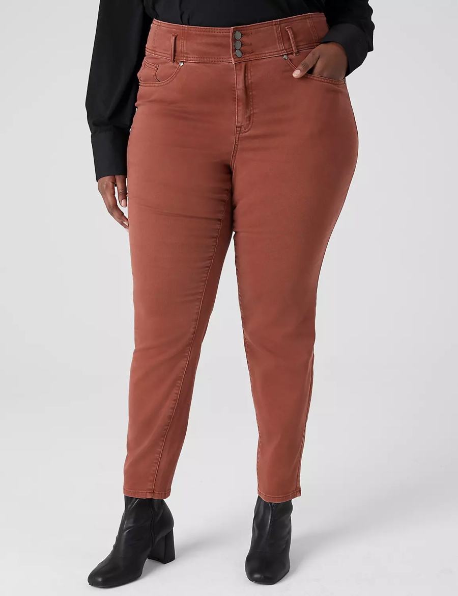 Dámské Jegginy Lane Bryant Ultra High-Rise Color Sateen Hnědé | PYI9613DY