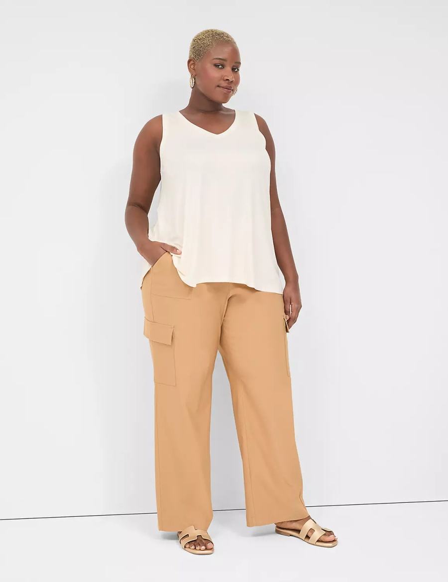 Dámské Kalhoty Lane Bryant 4-Season Pull-On Straight Cargo Hnědé | NFX4349AK