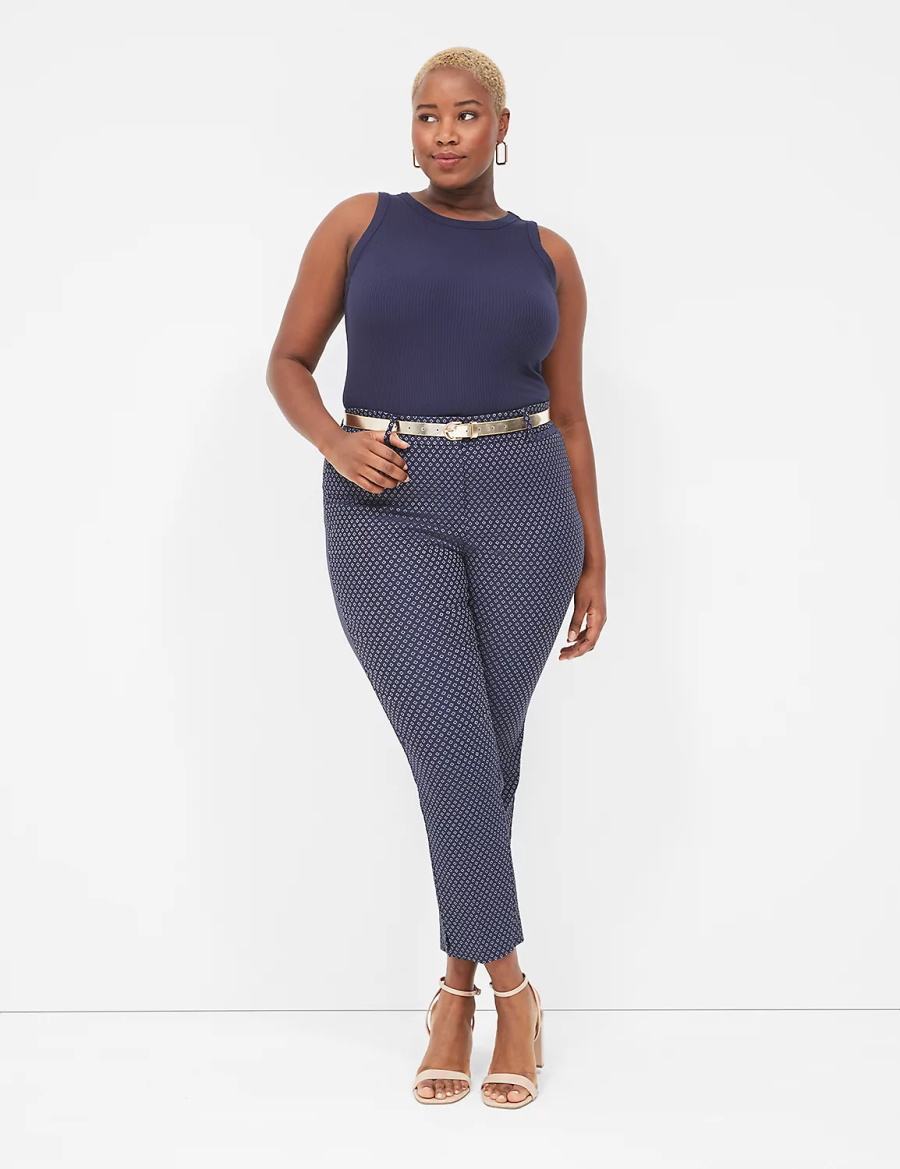 Dámské Kalhoty Lane Bryant 4-Season Slim Ankle Tmavě Blankyt | NUI9430DW