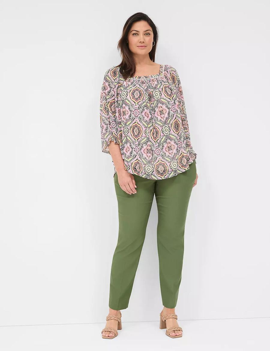 Dámské Kalhoty Lane Bryant 4-Season Slim Ankle Hnědé Zelene | OVD662BZ