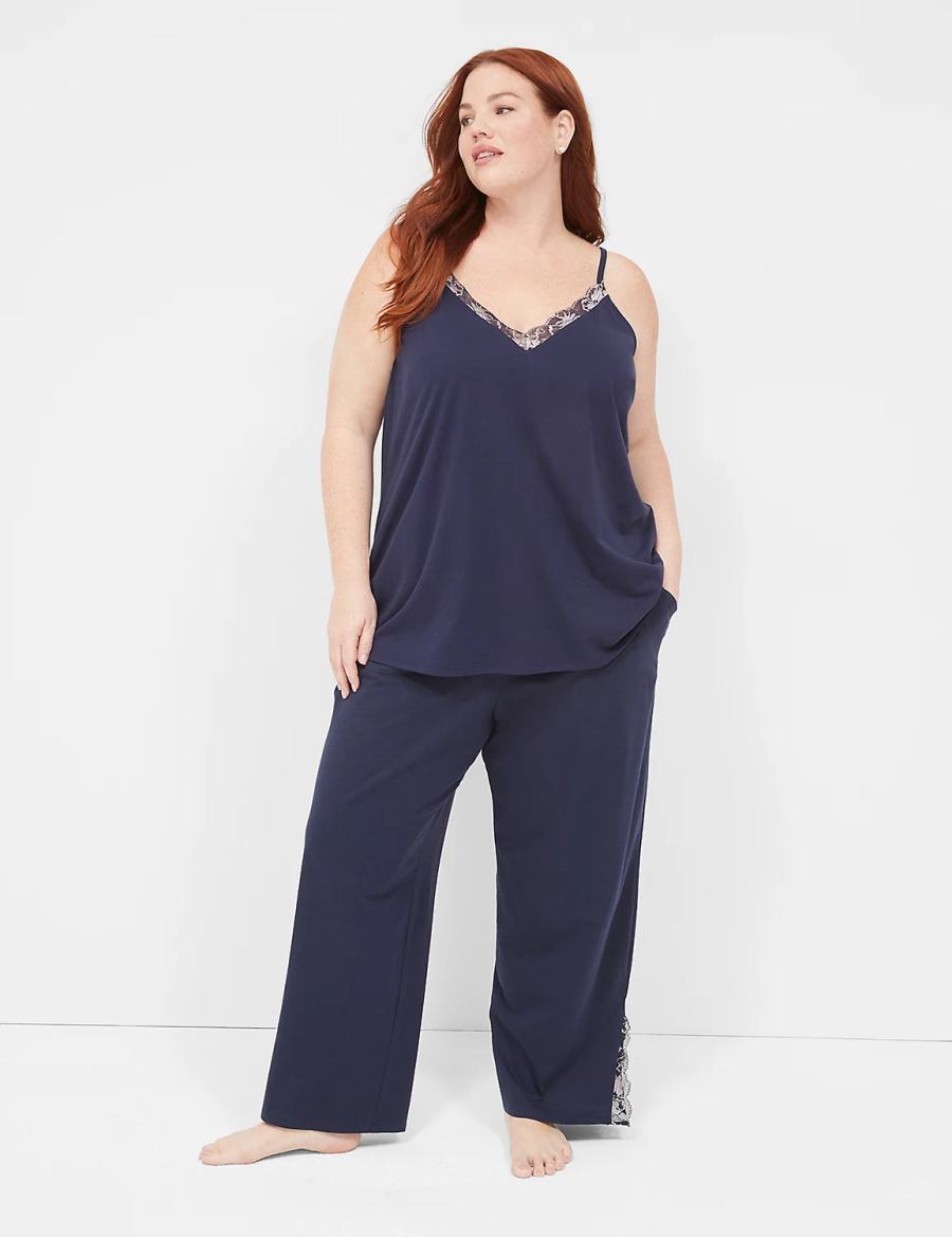 Dámské Kalhoty Lane Bryant Comfy Cotton Lace-Trim Block Blankyt | TTS8668YS