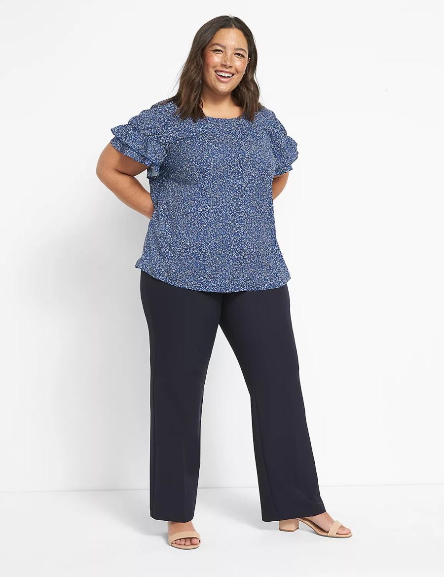 Dámské Kalhoty Lane Bryant Curvy Fit Perfect Drape Straight Blankyt | GWJ8461CG