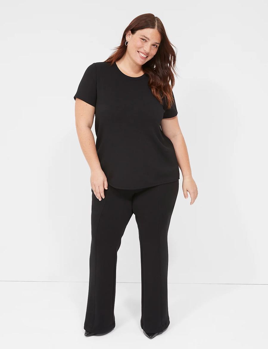 Dámské Kalhoty Lane Bryant Journey Knit Flare Černé | MCB4963KM