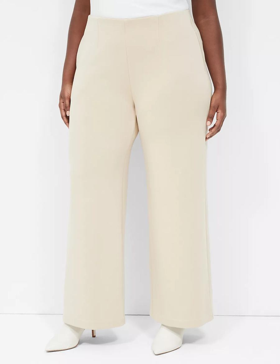 Dámské Kalhoty Lane Bryant Journey Knit High-Rise Wide Leg Hnědožlutý | ZRN7611ZP