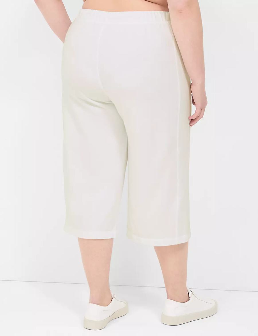 Dámské Kalhoty Lane Bryant LIVI French Terry Relaxed Straight Capri Bílé | LPV4394KV