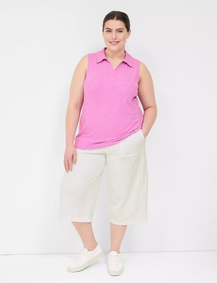 Dámské Kalhoty Lane Bryant LIVI French Terry Relaxed Straight Capri Bílé | LPV4394KV