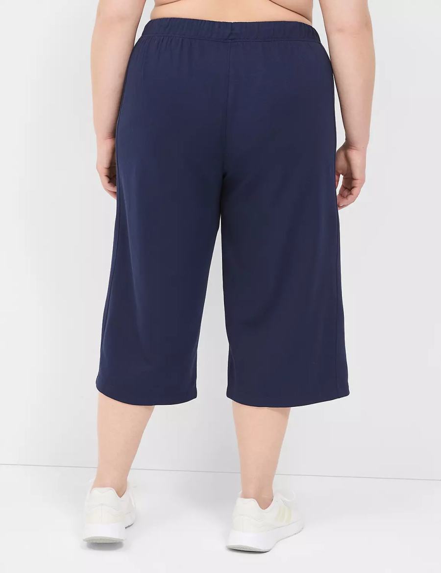 Dámské Kalhoty Lane Bryant LIVI French Terry Relaxed Straight Capri Tmavě Blankyt | JPA786XK