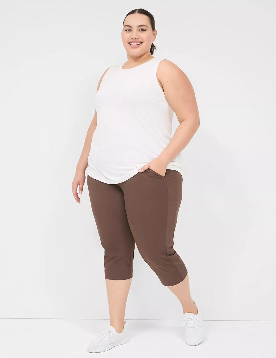 Dámské Kalhoty Lane Bryant LIVI Knit Capri Tmavě Hnědé | VIK7452AX