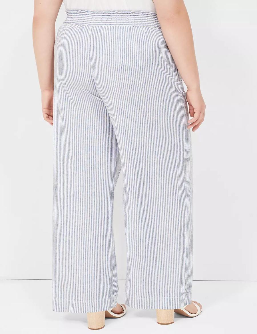 Dámské Kalhoty Lane Bryant Linen Stripe Wide Leg Blankyt Proužek | KAZ5496DD