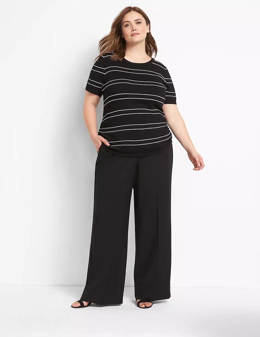 Dámské Kalhoty Lane Bryant Perfect Drape High-Rise Wide Leg Černé | CUA9344UK