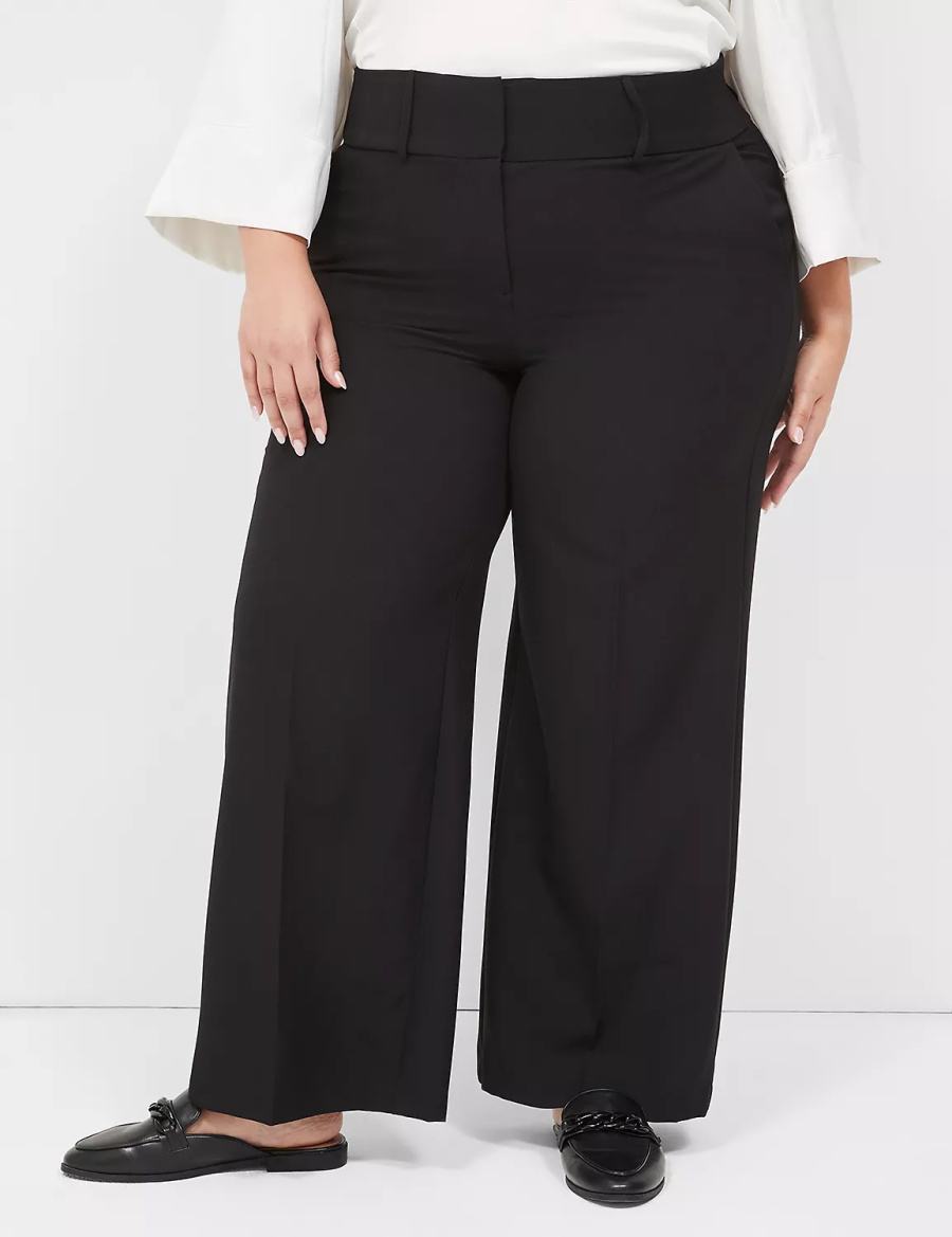 Dámské Kalhoty Lane Bryant Perfect Drape High-Rise Wide Leg Černé | CUA9344UK