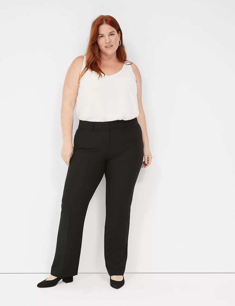 Dámské Kalhoty Lane Bryant Perfect Drape Straight Černé | IJI322BH