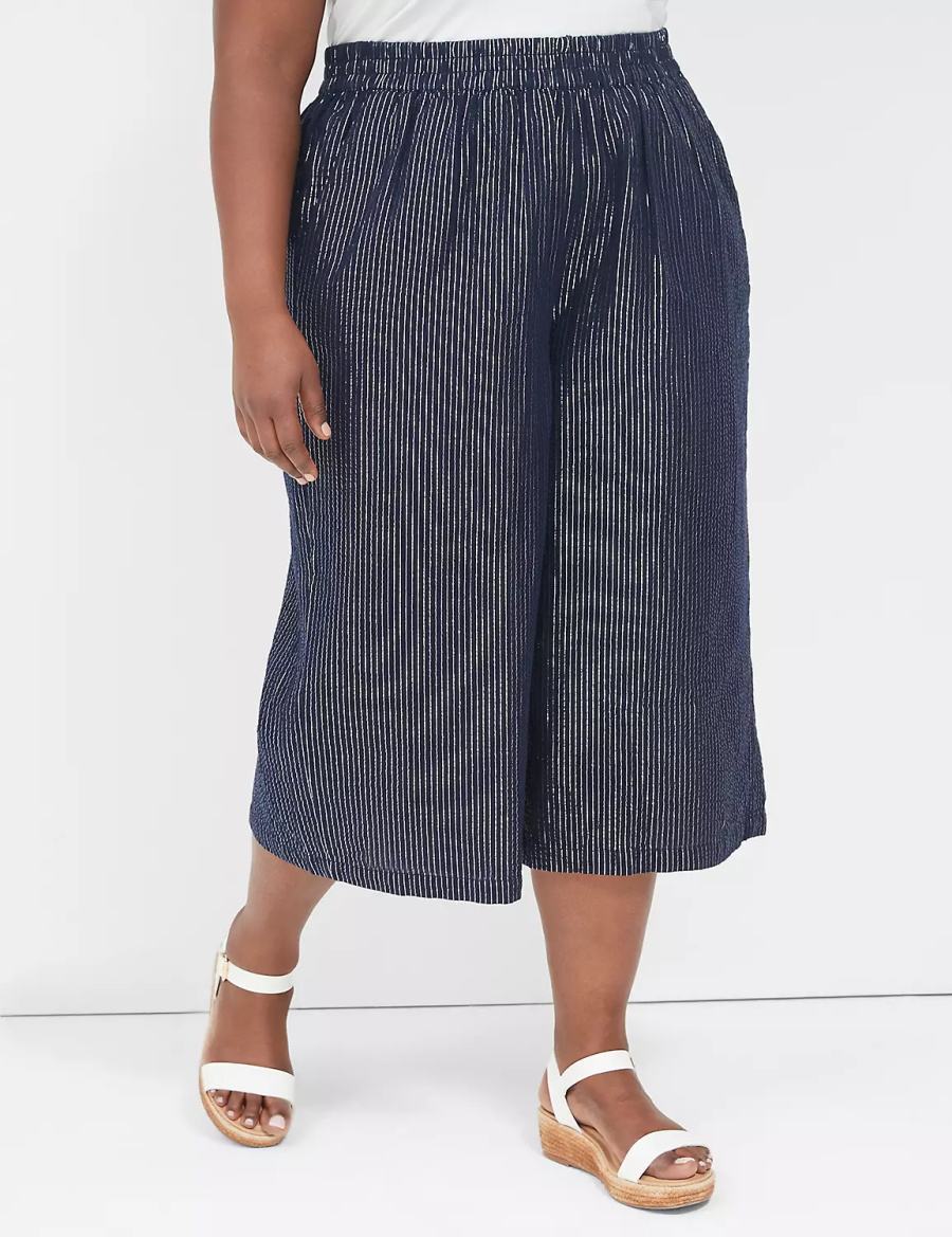 Dámské Kalhoty Lane Bryant Pull-On Lurex Gauze Crop Wide Leg Blankyt | MXP6817RA