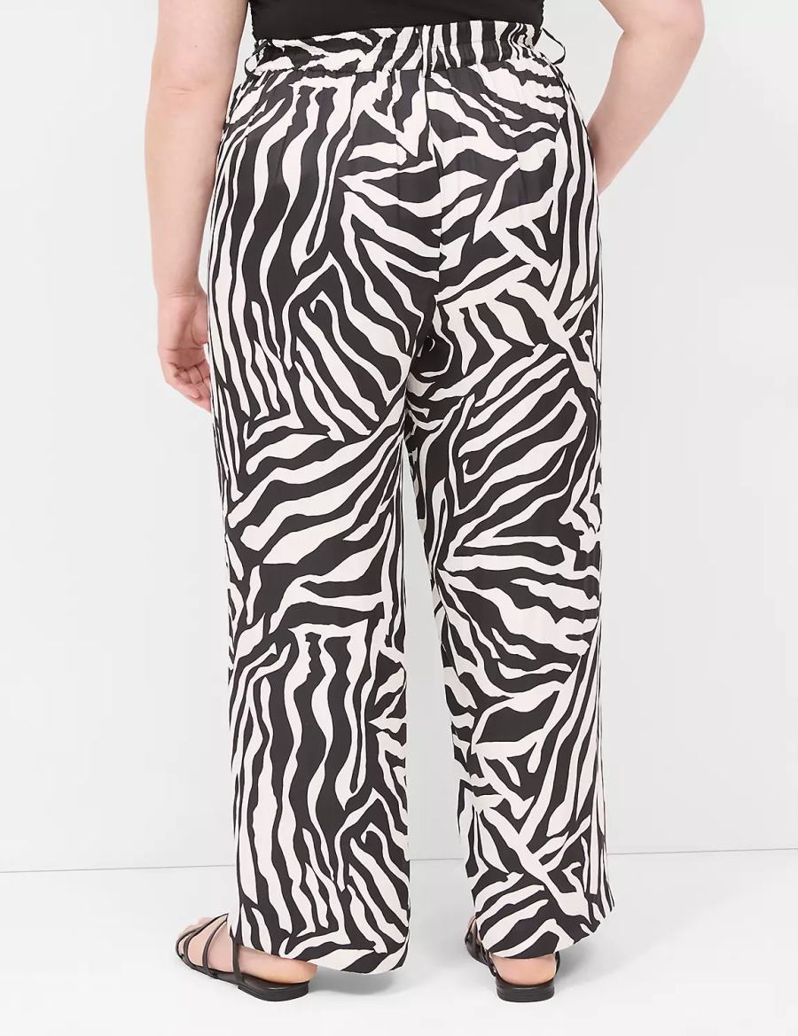 Dámské Kalhoty Lane Bryant Pull-On Satin Wide Leg Bílé Černé | ORL3255MG