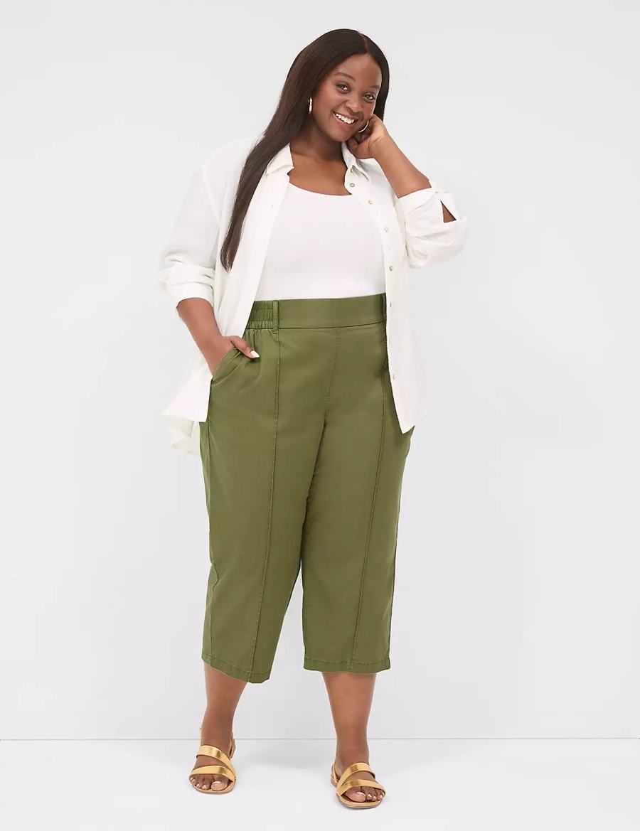 Dámské Kalhoty Lane Bryant Pull-On Soft Twill Capri Zelene | YUK3314HC