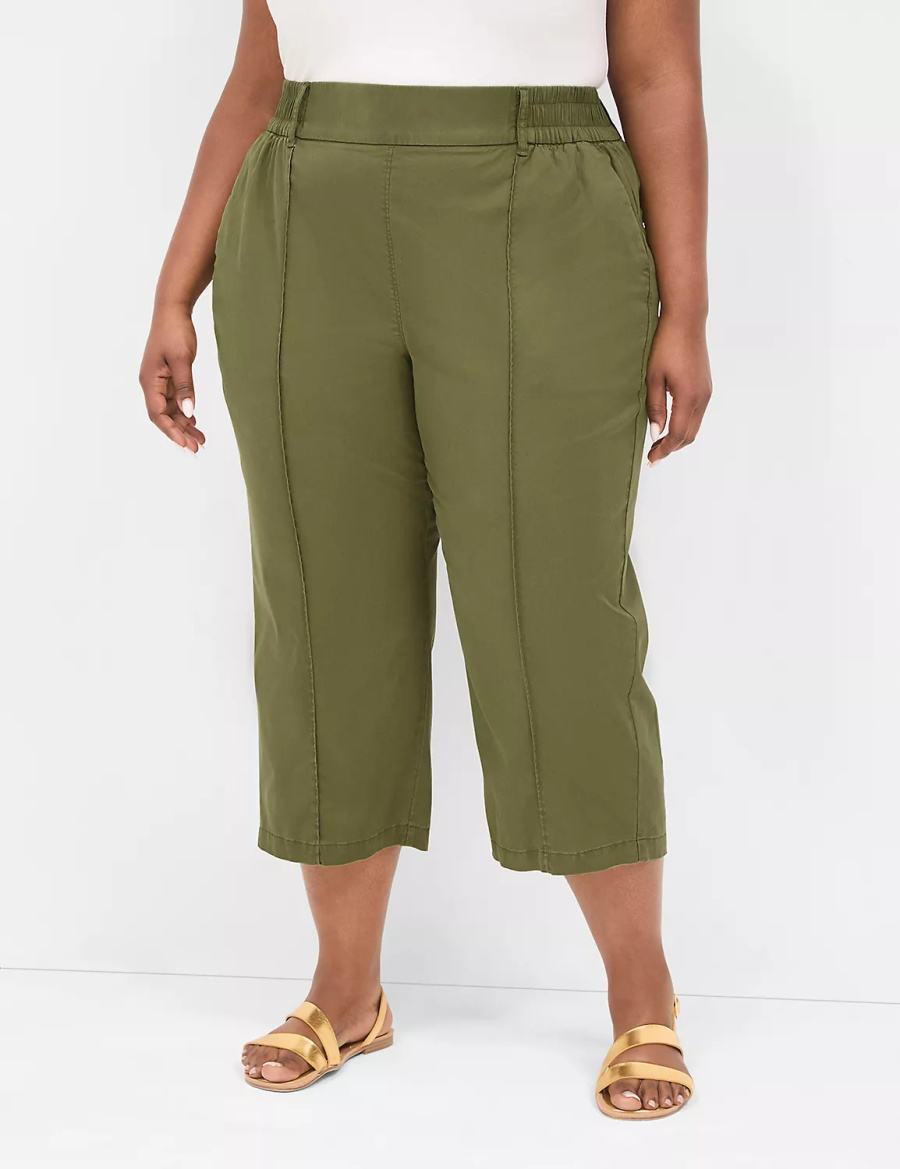 Dámské Kalhoty Lane Bryant Pull-On Soft Twill Capri Zelene | YUK3314HC