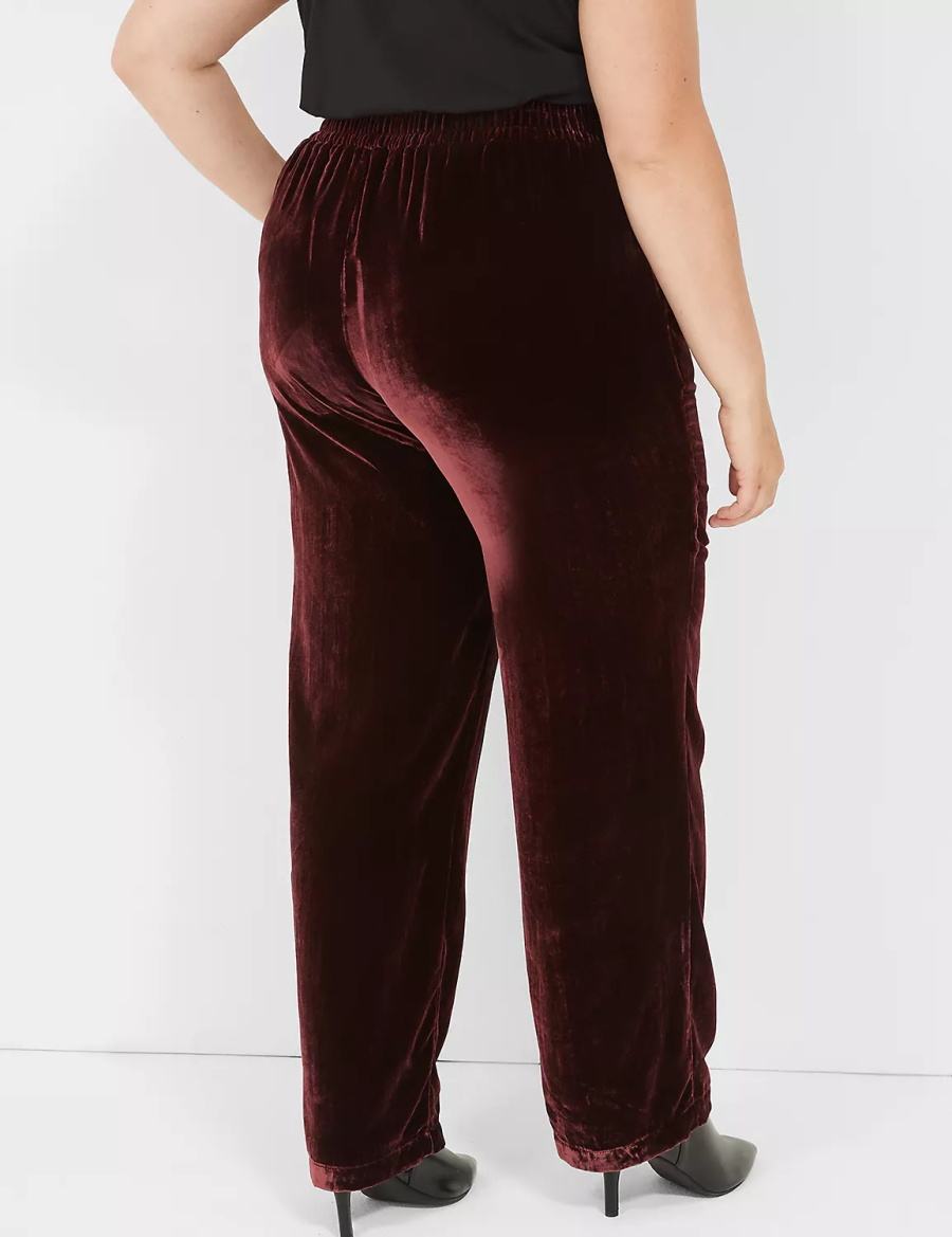 Dámské Kalhoty Lane Bryant Pull-On Velvet Straight Leg Vínové | VOP4453KI