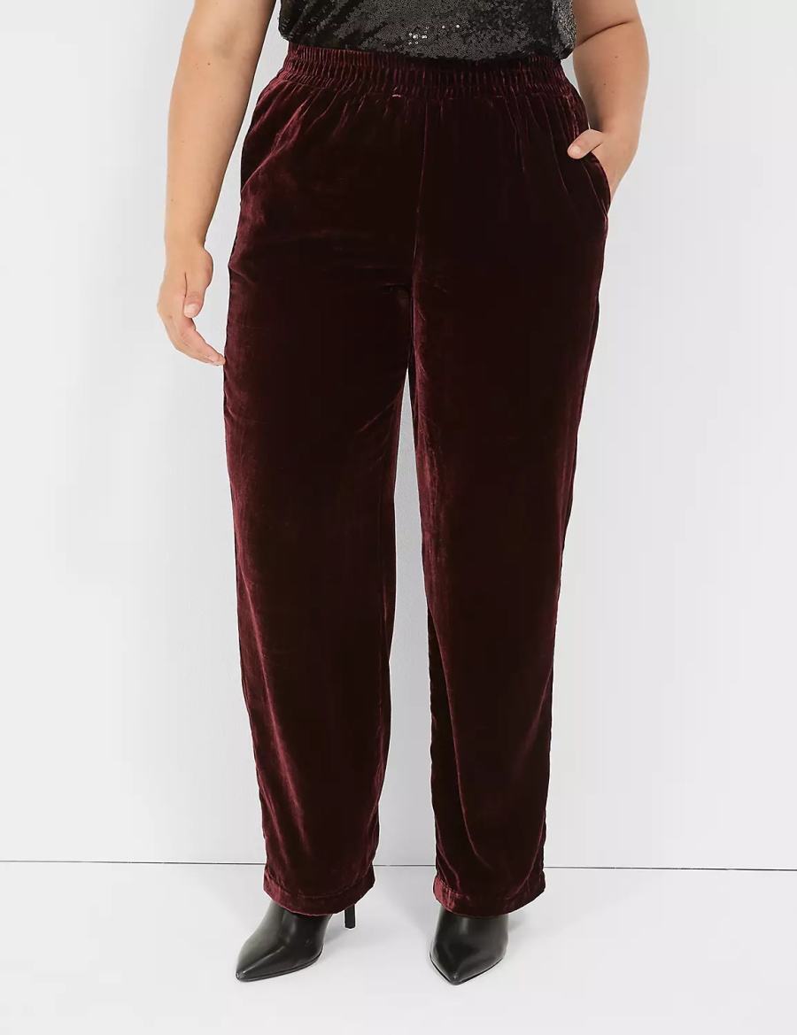 Dámské Kalhoty Lane Bryant Pull-On Velvet Straight Leg Vínové | VOP4453KI