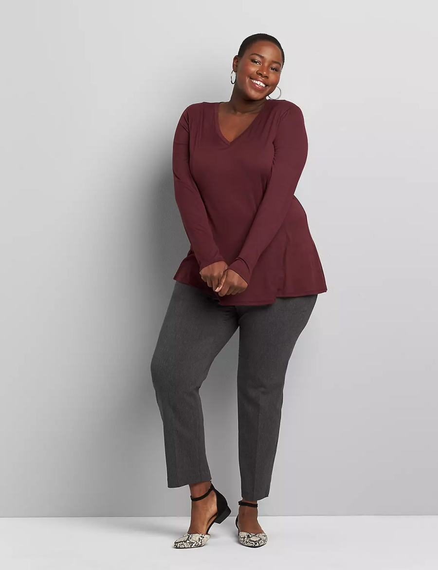 Dámské Kalhoty Lane Bryant Slim Ankle 4-Season Šedé | NMB10046KK