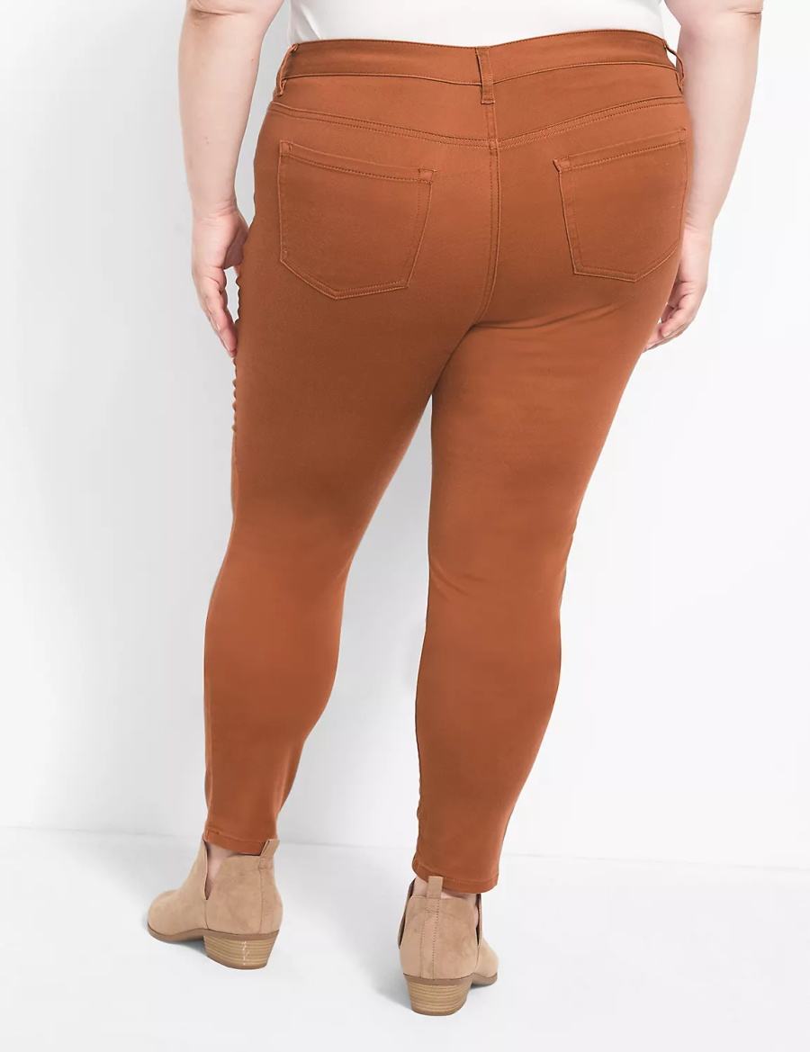 Dámské Kalhoty Lane Bryant Straight Fit 5-Pocket Sateen Skinny Hnědé | MFN5052MT