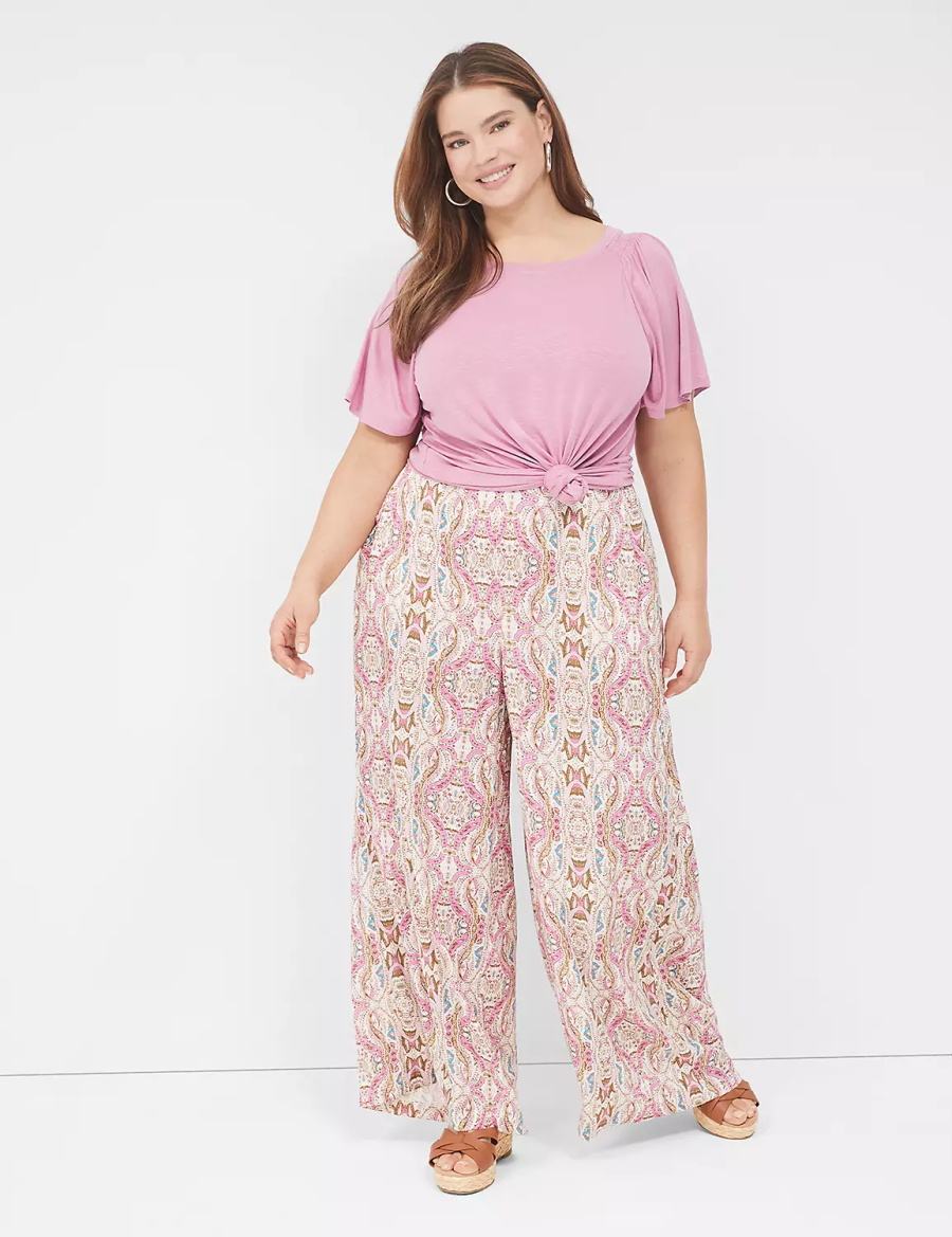 Dámské Kalhoty Lane Bryant Wide Leg Vacation Růžové | SAD6252NS