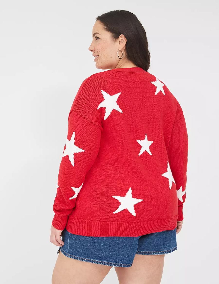 Dámské Kardigan Lane Bryant Button-Front Star Červené | XND75XP