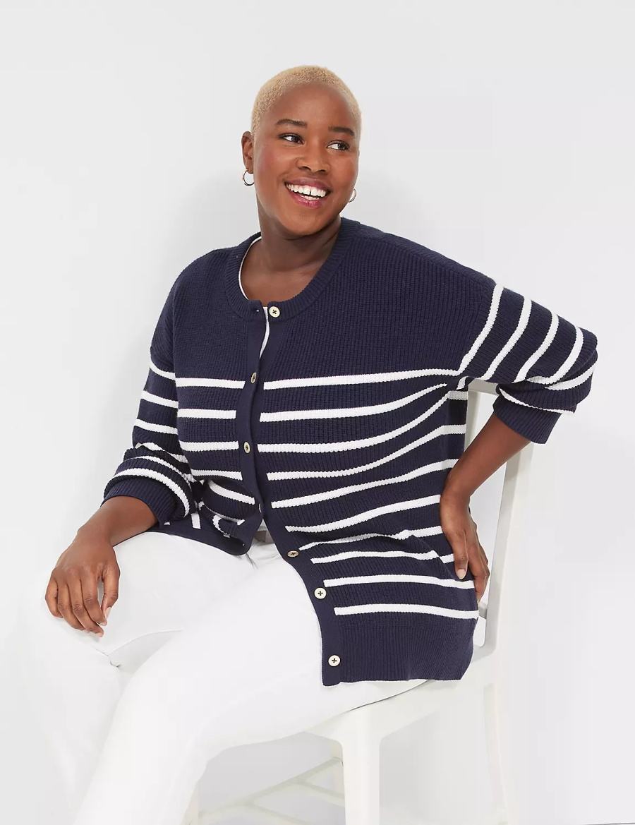 Dámské Kardigan Lane Bryant Button-Front Stripe Blankyt | VGZ3572VT