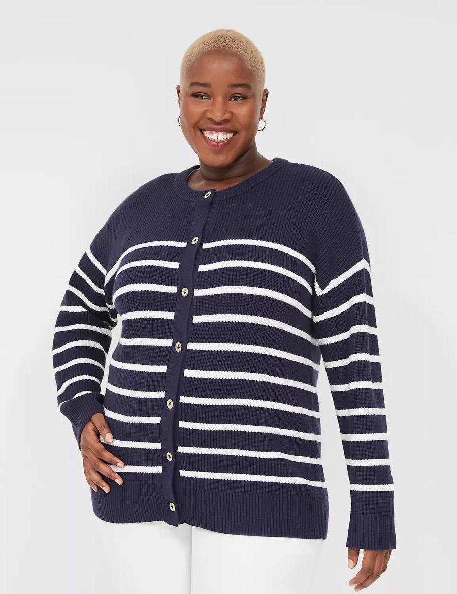 Dámské Kardigan Lane Bryant Button-Front Stripe Blankyt | VGZ3572VT