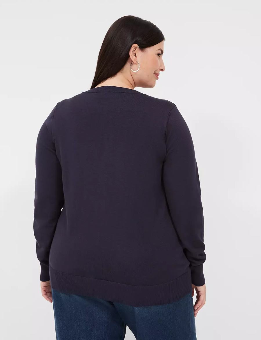 Dámské Kardigan Lane Bryant Crew-Neck Button-Front Blankyt | VOW6626LW