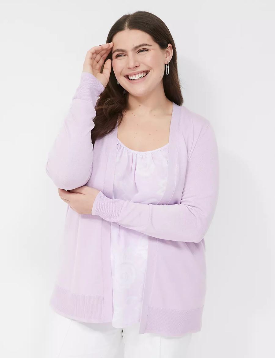 Dámské Kardigan Lane Bryant Long-Sleeve Open-Front Fialové | ICF5095XI