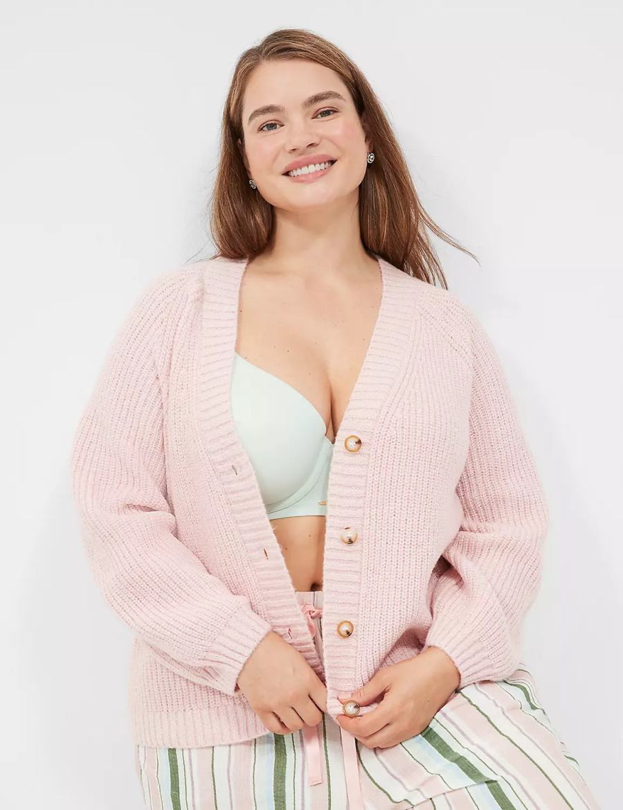 Dámské Kardigan Lane Bryant Lurex Knit Sleep Růžové | LSI68100PC