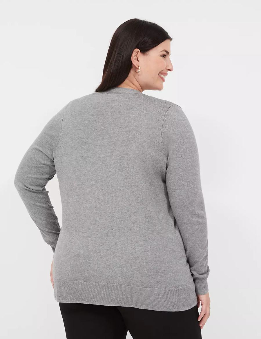 Dámské Kardigan Lane Bryant Modern Long-Sleeve Open-Front Šedé | EIR7074MP