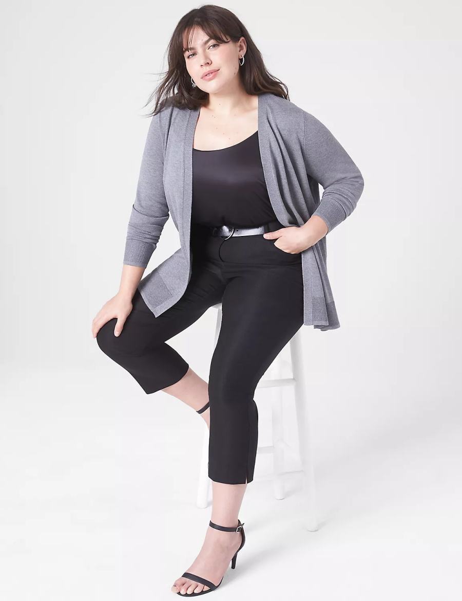 Dámské Kardigan Lane Bryant Modern Long-Sleeve Open-Front Šedé | EIR7074MP