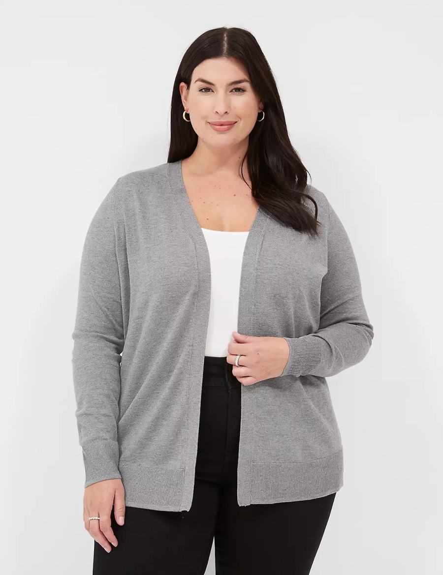 Dámské Kardigan Lane Bryant Modern Long-Sleeve Open-Front Šedé | EIR7074MP