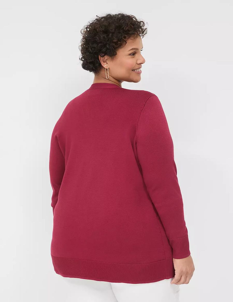 Dámské Kardigan Lane Bryant Modern Long-Sleeve Open-Front Tmavě Červené | FQW7633MI