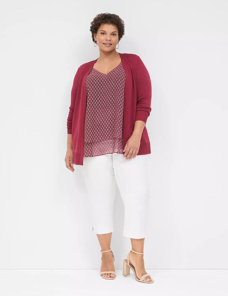 Dámské Kardigan Lane Bryant Modern Long-Sleeve Open-Front Tmavě Červené | FQW7633MI