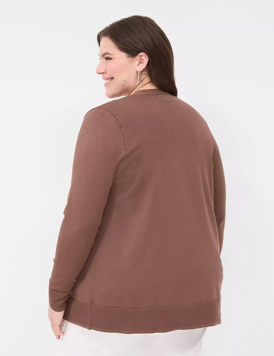 Dámské Kardigan Lane Bryant Modern Long-Sleeve Open-Front Hnědé | KIW3976DT