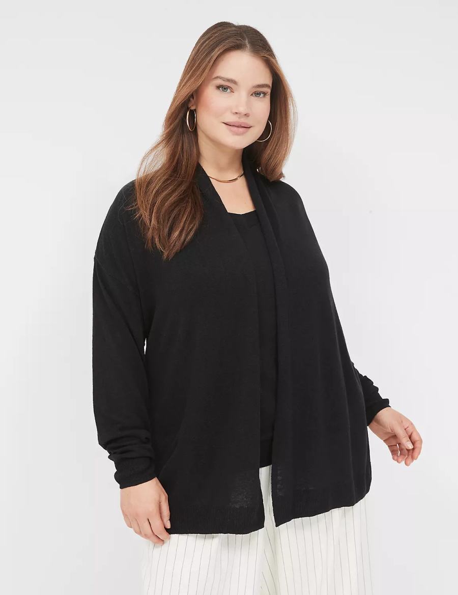 Dámské Kardigan Lane Bryant Open-Front Shawl Collar Černé | EZX37OR