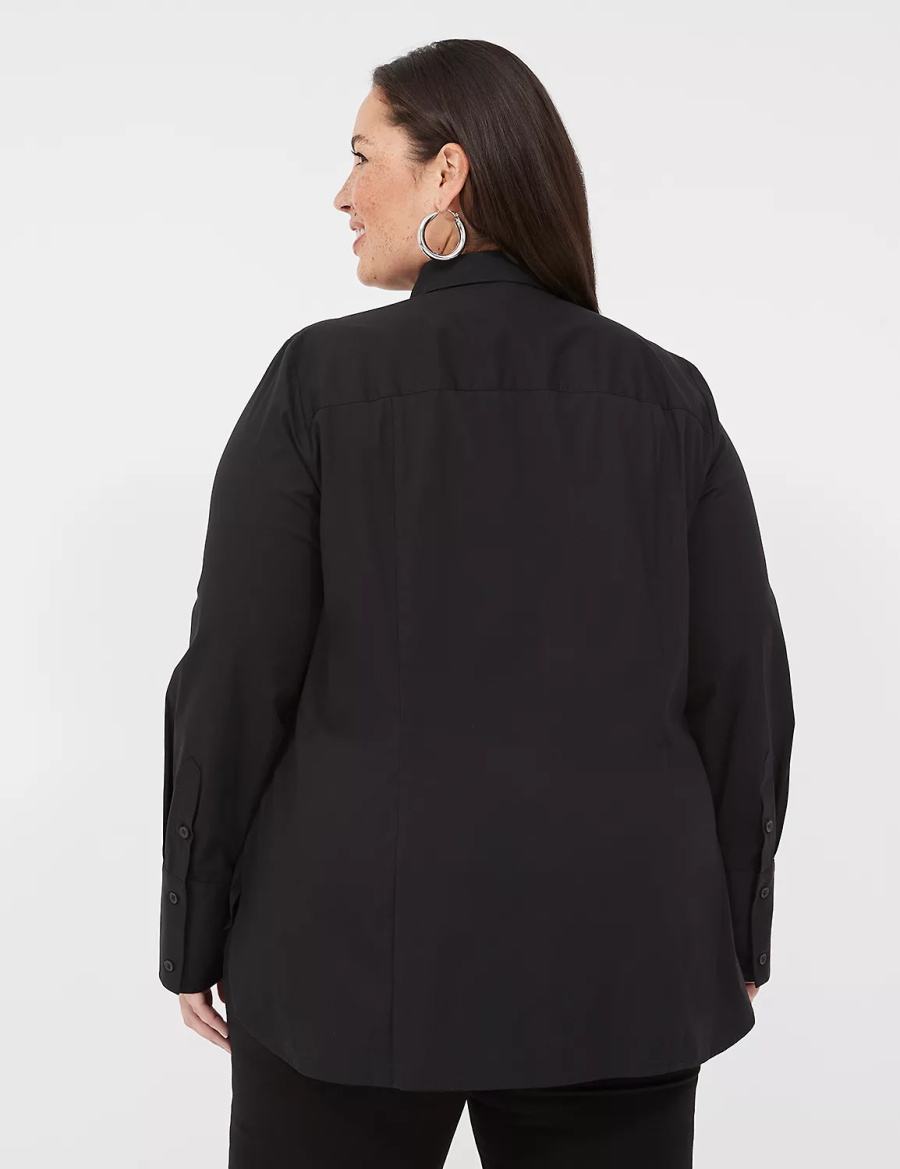 Dámské Košile Lane Bryant Button-Front No-Peek Girlfriend Černé | LXV788TT