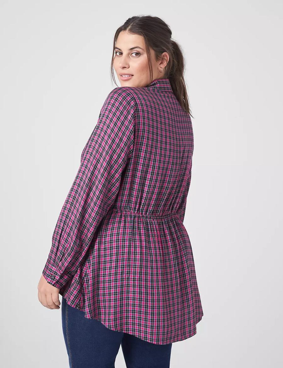 Dámské Košile Lane Bryant Classic Button-Front Elastic-Waist Tunic Fialové | LTO884NZ