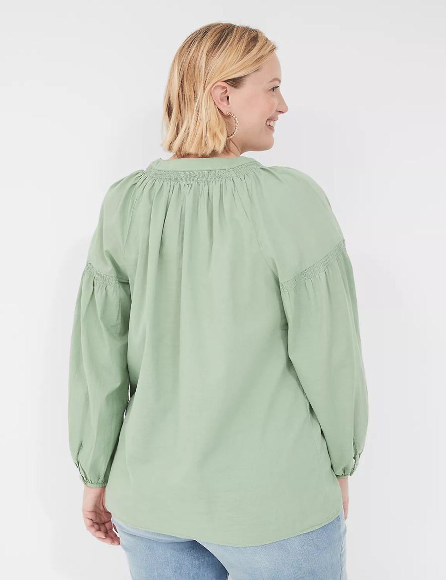 Dámské Košile Lane Bryant Long-Sleeve Split-Neck Popover Světle Zelene | DIX649OB