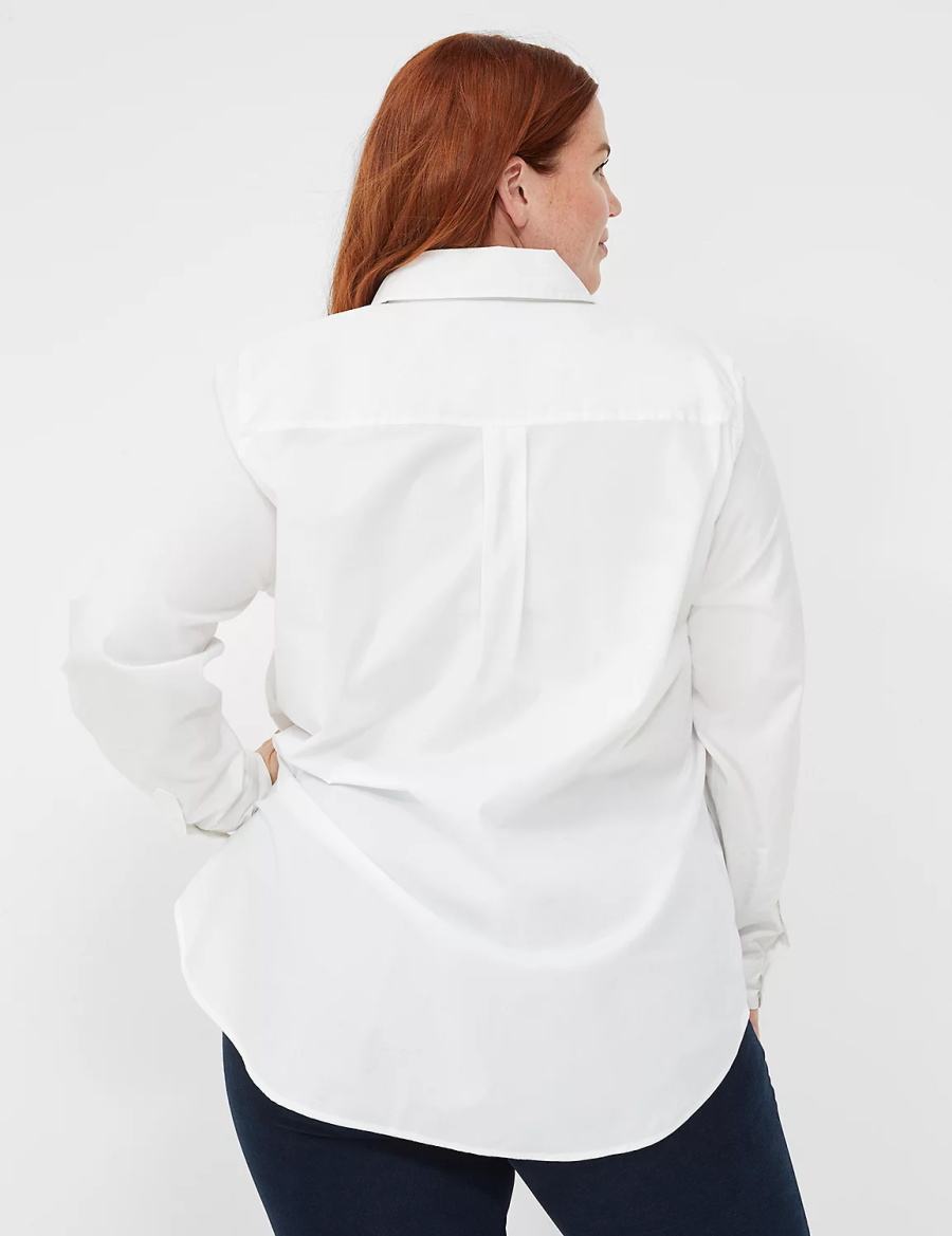 Dámské Košile Lane Bryant Relaxed Button-Down Boyfriend Bílé | HBV729DD